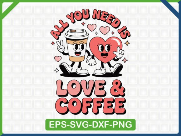 Cute Coffee Cup Heart Clipart for T-Shirt Designs & Graphics
