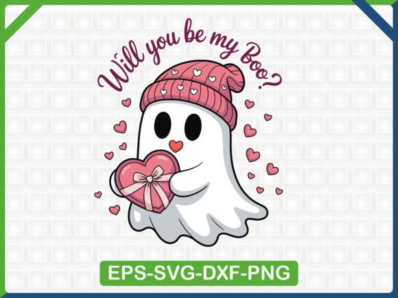 Cute Ghost Valentine SVG Design: Graphics for T-Shirt Designs & Local Branding