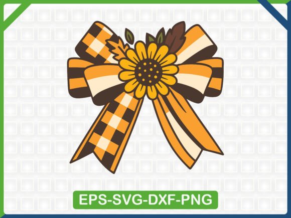 Fall Gingham Bow with Sunflower: T-Shirt Designs & Graphics