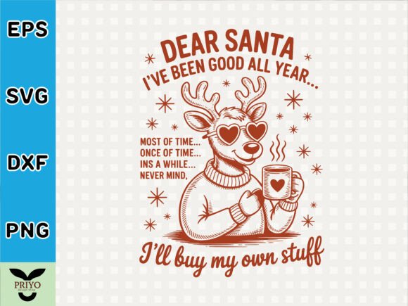 Funny Deer Santa T-shirt Design SVG: Graphics for Festive Local Branding