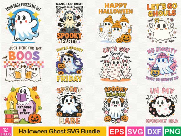 Halloween Ghost SVG Bundle: Graphics & T-Shirt Designs