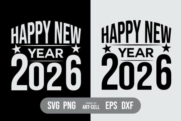 Happy New Year 2026 Typography SVG