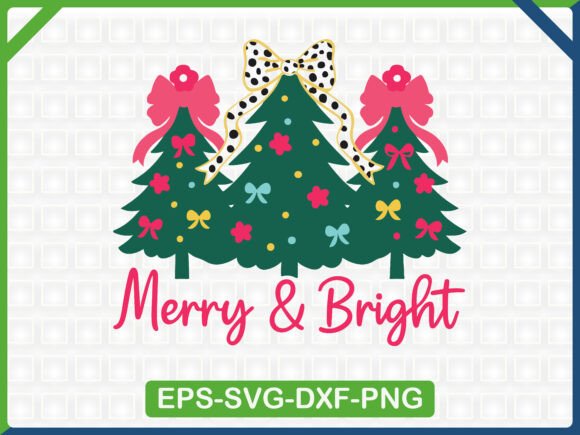 Merry and Bright Christmas Tree Coquette Graphics