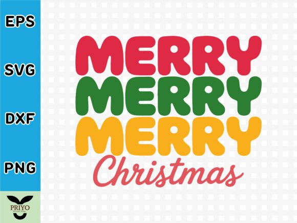 Merry Merry Merry Christmas SVG Vector: Graphics for T-Shirt Designs