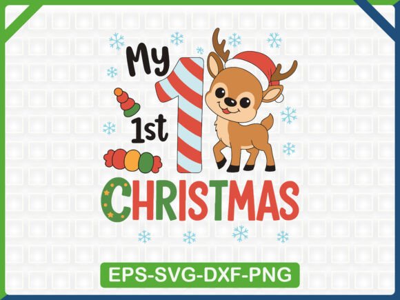 My First Christmas: Cute Reindeer Graphics & T-Shirt Designs