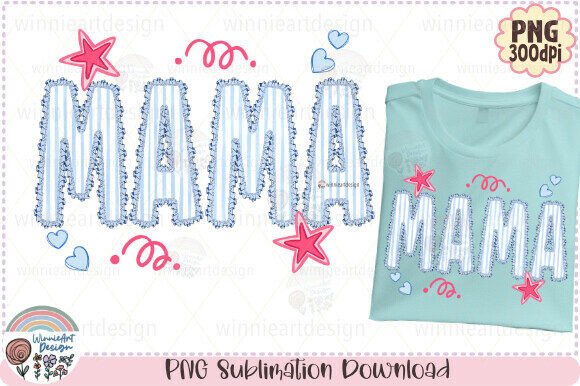Preppy Mama Blue Girly Fall Sublimation Graphics