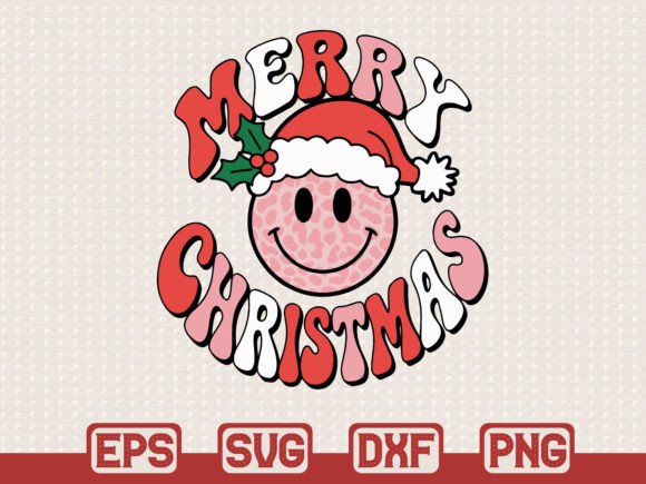 Retro Merry Christmas Smiley SVG: Graphics & T-Shirt Designs