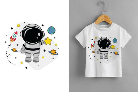 Simple Cartoon Astronaut Baby T-Shirt Graphics