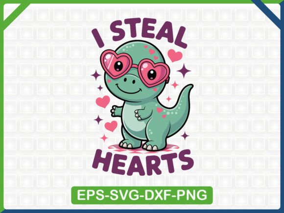 Steal Hearts Dinosaur Clipart: Graphics for Playful T-Shirt Designs