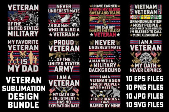 Veteran Sublimation TShirt Design Bundle